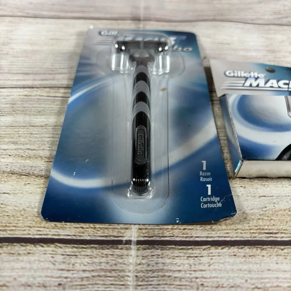 VTG 2001 Gillette Mach 3 Turbo Razor Blade w/ Cartridge 4 Cartridge Refills Lot